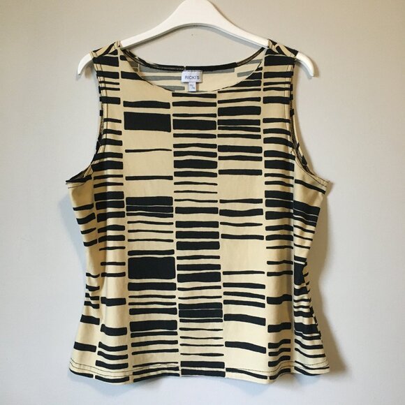 Vintage Y2K Canadian Creamed Honey and Black Stretchy Barcode Tank Top - Picture 1 of 14